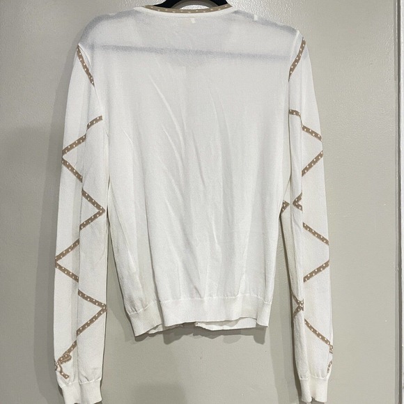 Valentino Roma size small S cardigan white beige bow long sleeve button up - Picture 6 of 7